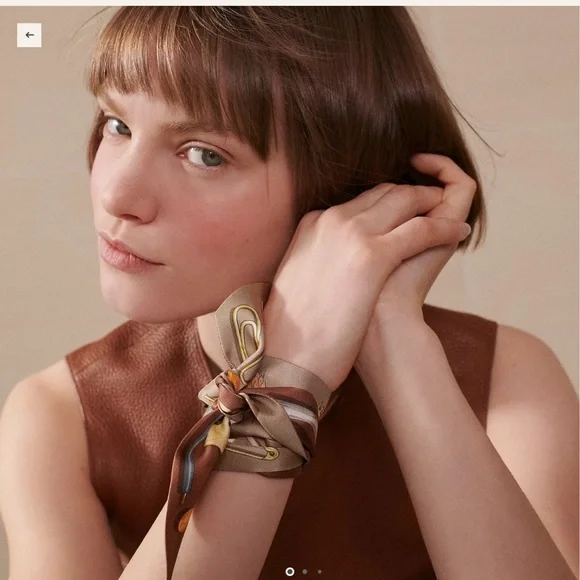 Hermes In the Pocket Twilly - Beige / Orange / Sable - Picture 3 of 5